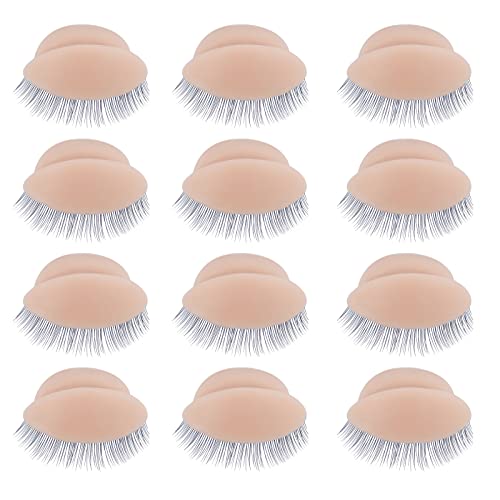 6 Pairs Replacement Eyelids for Mannequin Head - Removable Realistic With Eyelashes for Eyelash Training Practice Makeup Extensions