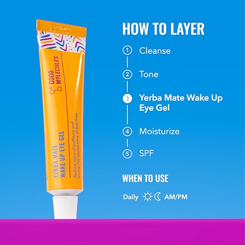 Good Molecules Yerba Mate Wake Up Eye Gel Pack 2 ? 15 ml Each | Hydrating Under Eye Gel with Hyaluronic Acid & Caffeine for Dark Circles and Puffiness