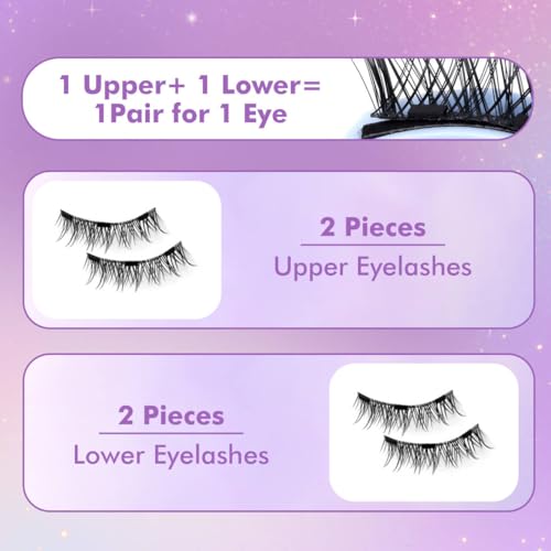 Hunnyfit Magnetic Lashes,Magnetic Eyelashes with Applicator,Magnetic Eyelashes Natural Look,Reusable Magnet Lashes No Glue Needed Soft Lashes Kit(Natural+Simple+Fuller)