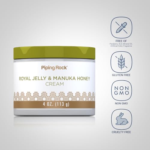 Piping Rock Royal Jelly Face Cream | 4 oz | with Manuka Honey | Non-GMO, Gluten Free
