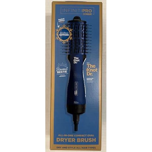 Infiniti Pro by Conair The Knot Dr All-in-One Compact Oval Hair Dryer Brush, Sapphire, 700 Watts