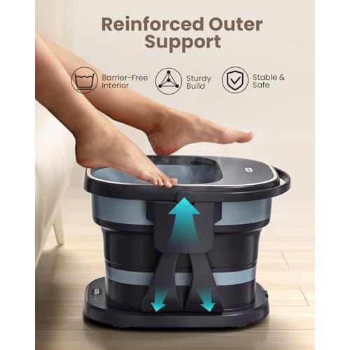 Puboo Collapsible Foot Spa Bath Massager with Heat, 95-115¡ÆF Precise Temp Control, Motorized Massage Rollers, Heated Foot Bath Soak Tub, Fits US Men¡¯s Size 11