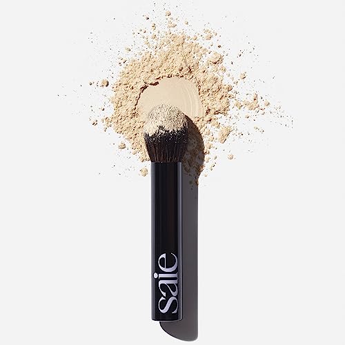 Saie Face Powder Duo, Light - The Fluffy Brush, Soft, Multi-Use Targeted Powder Brush With Tapered Tip & Airset Radiant Loose Setting Powder, Translucent (0.14 oz) - Vegan, Cruelty-Fee