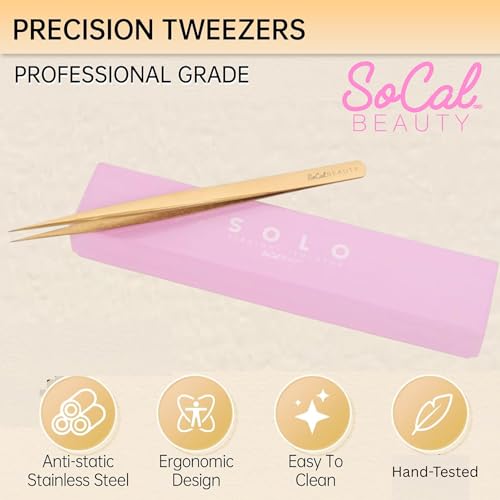 SOLO Straight Tip Lash Tweezer for Eyelash Extensions | Rust-Resistant Eyelash Tweezer for Isolation & Classic Lash Application | Professional Tweezers for Eyelash Extension & Lash Artists