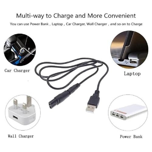 BODYA Universal USB Adapter Charger Cable Charging Cable DC Converter Power Cord for Electric Shaver Hair Clipper DC 5.5 * 2.1mm Black