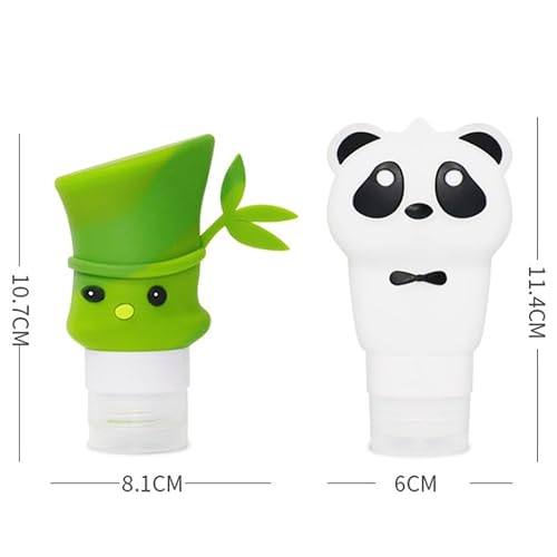 Haofy 2Pcs Cartoon Panda Bamboo Shape Cosmetic Container Silicone Travel Squeeze Bottle Shampoo Lotion Cosmetic Container Leak-Proof Liquids Bottles