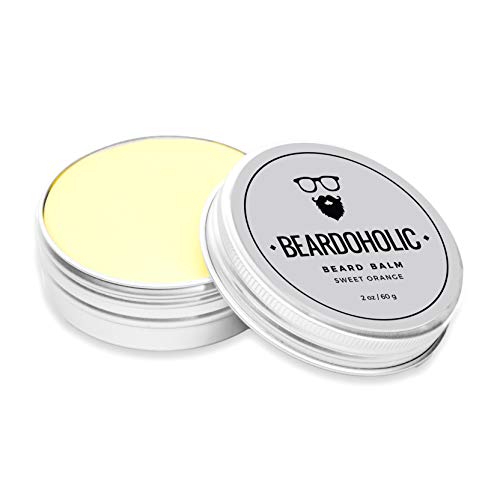 Beardoholic Beard Balm ? 100% Natural With Strong Hold That Lasts All Day - Shapes and Styles Beard With Ease ? Eliminate Beard Itch and Dandruff ? Light Orange Scent, 2 oz or 60 g Size of Container