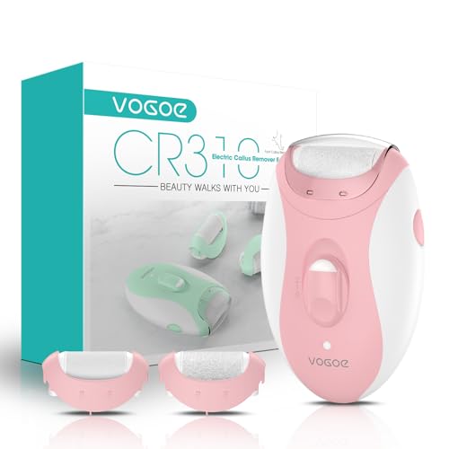 Electric Callus Remover for Feet, Rechargeable Foot File Pedicure Tools with 3 Rollers & 2 Speeds, Professional Feet Scrubber Remover Foot Care for Calluses, Cracked Dry Dead Skin CR310 Pink