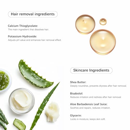 Body Hair Removal Cream Set with Spatula Applicator, Hair Removal Cream for Sensitive Skin, Gentle Formula, Gentle and Safe for Sensitive Skin, Unisex