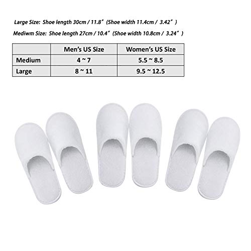 AhfuLife Spa Slippers 10 Pairs of Hotel Slippers 2 Sizes, Disposable Closed-Toe Slippers for Guest, House Slipper Non-slip Unisex for Wedding, Party, Travel, Bedroom