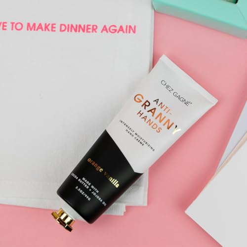 Chez Gagn? Intensely Moisturizing Vegan Hand Cream (3.4oz) Jojoba Oil Cocoa Butter- Non-Greasy, Fast-Absorbing, Made In US - Anti-Granny Hands (3.4oz, Orange Vanilla)