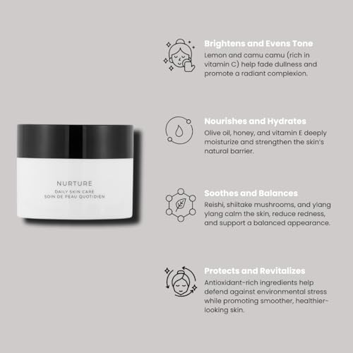 NURTURE: Daily Skin Care Cream with Royal Jelly, Honey, Reishi & Camu Camu, Nourishing Day & Night Moisturizer for Face, Neck & Body, 50ml