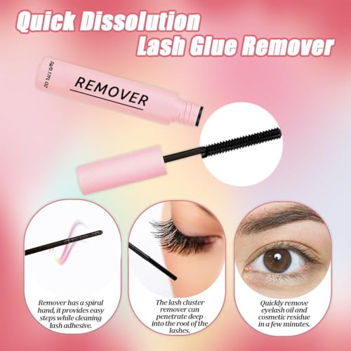 DIY Lash Extension Kit 590Pcs 9-18mm D Curl Lashes Clusters with Lash Bond and Seal Glue Remover Lash Shampoo Cleansing Brush Headband Wristband Tweezers Eyelash Brush Applicator