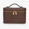Makeup Bag Vanity Case with Removable Divider Travel Toiletry Bag Portable Cosmetic Bag Makeup Organizer Case (Coffee)