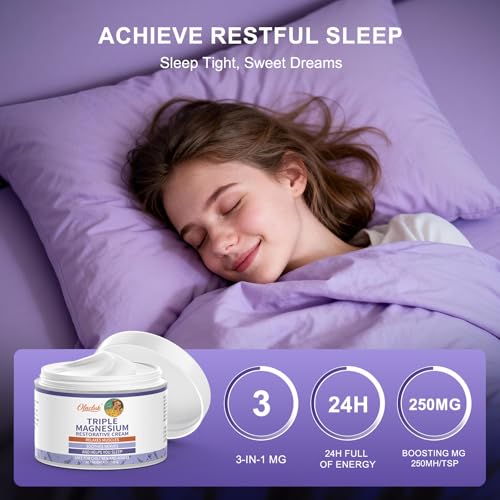 Magnesium Lotion for Sleep - Nighttime Magnesium Butter Cream for Feet & Leg, Topical Sweet Sleep Body Butter - Relaxing, Soothing for Kids & Adults (4 oz, Lavender)