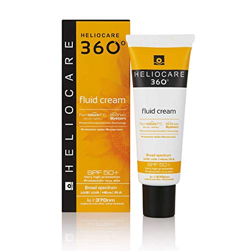 Heliocare 360¡Æ Fluid Cream SPF50+ 50ml / Sun Cream for Face/Daily UVA, UVB Visible Light and Infrared-A Anti-Ageing Sunscreen Protection/Dry and Normal Skin Types/Hydrating