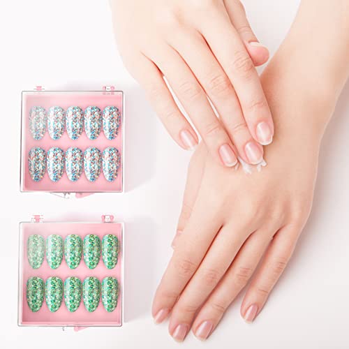 ANCIRS 25 Pack Acrylic Nail Storage Box for DIY Press-on Nails Holder & 60pcs Double Sided Adhesive Nail Display Tape, Artificial Nail Stand Packaging Organizer Case & Fake Nail Tip Tapes for Nail Art