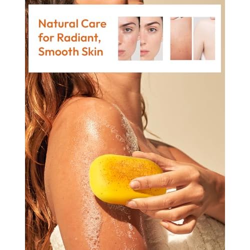 Lemon Turmeric Kojic Acid Soap ? Exfoliating Soap with Almond Particles for Dark Spots, Vitamin C and Extra Shea Butter, Gentle Brightening & Moisturizing for Face and Body ? 105g x4 Bars