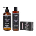 Barrel & Oak Woodland Birch Body Care Set for Men, All-in-One Body Wash, Exfoliating Bar Soap, & 2-in-1 Shampoo and Conditioner Set, Hydrating Grooming Kit, Vegan Gifts for Men, 3-Pack