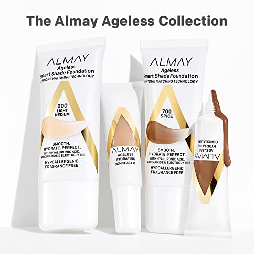 Almay Anti-Aging Concealer, Face Makeup with Hyaluronic Acid, Niacinamide, Vitamin C & E, Hypoallergenic-Fragrance Free, 030 Medium, 0.37 Fl Oz