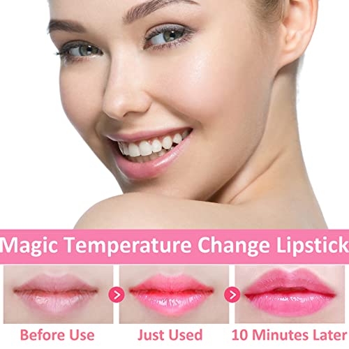 3 Pack Crystal Flower Jelly Lipstick,Magic Color Changing Lipstick,PH Clear Temperature Color Changing Lip Gloss,Lip Balm,Long Lasting Nourishing Moisturizing Lip Stick Set J