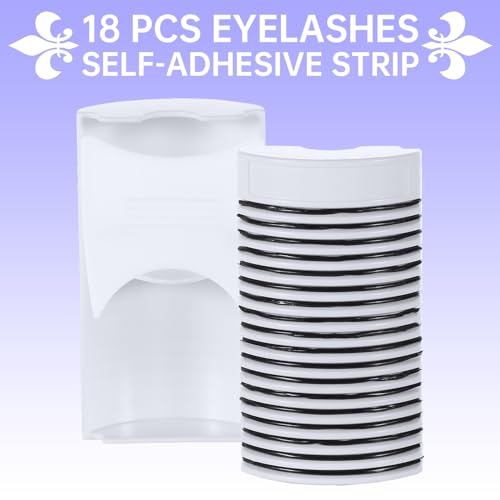 DSLONG 5 Pairs Natural Look D Curl Eyelashes With 18PCS Self Adhesive Eyelashes Strips, Manga Lashes Fluffy Cat Eye Lashes Looks Like Eyelash Extensions (D Curl)