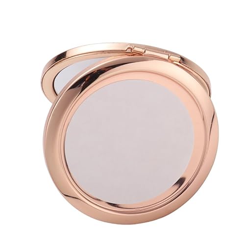 10 Pieces Sublimation Blank Magnifying Compact Mirror for Purses with 2 x 1x Magnification, Rose Gold Folding Mini Pocket Double Sided Travel Makeup Mirror,Perfect for Purse, Pocket Mirror for Gift
