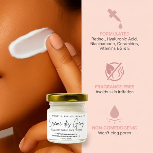 Cr?me des Gens Healthy Aging Retinol Cream with Hyaluronic Acid, Niacinamide & Ceramides ? Smooths Wrinkles & Fine Lines, Affordable, Simplified Skincare, Fragrance-Free, 1 Oz