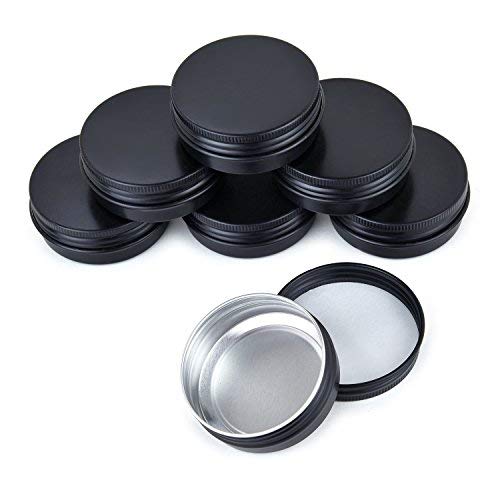 1oz. Metal Tin 30g Sample Lip Balm Tins Aluminum Tin Containers with Lids Screw Top Tins Cans Empty Storage Jars,Pack of 48(Black)