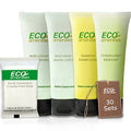 ECO amenities Travel Essentials Toiletry Kit - 150-Piece Hotel Toiletries Bulk Set - Shampoo & Conditioner Pack - Travel Body Wash & Bar Soap - 30ml Shampoo/Conditioner, 30ml Body Wash/Lotion,28g Soap