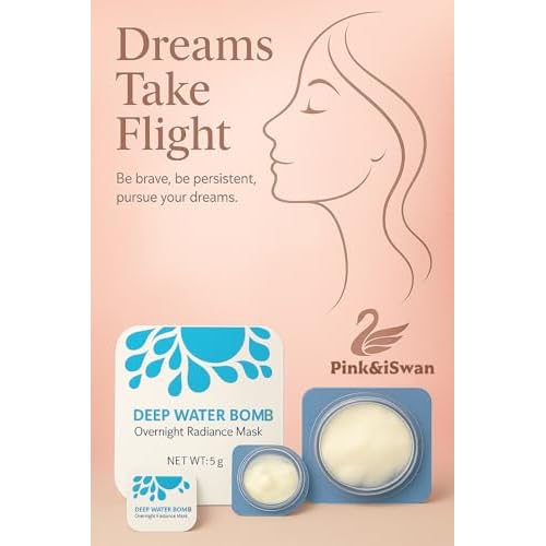Pink&iSwan Deep Water Bomb~Overnight Radiance Mask|Luxurious 100% Natural Sleeping Facial Treatment,Intense Hydration & Brightening,No-Rinse Prmium Skincare for All Skin Types.(7 Elgant Capsules)
