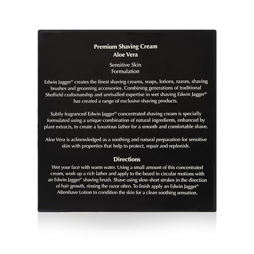 Edwin Jagger 99.9% Natural Premium Shaving Cream, 100ml Tub - Aloe Vera, 3.4-Ounce