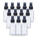 2oz Glass Spray Bottle, Fine Mist Boston Glass Bottles with Black Fine Mist Sprayer Small Clear Bottles for Essential Oils, Bath, Beauty, Hair & Cleaning, Clear, Pack of 12