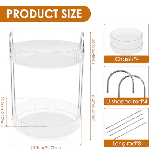 Rotating Makeup Organizer 360¡ÆRotating Skincare Organizer Large Capacity Rotating Cosmetic Organizer 2 Layers Rotating Vanity Organizer Practical Rotating Dresser Organizer for Countertop (Clear 2PCS)