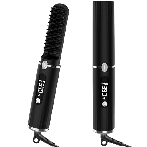 Beard Straightener for Men, Viuyougor Heated Straightening Comb with 4 Temperature Settings, Anti-Scald Technology & Fast Heat-Up, Portable Beard Brush for Beard Shaping