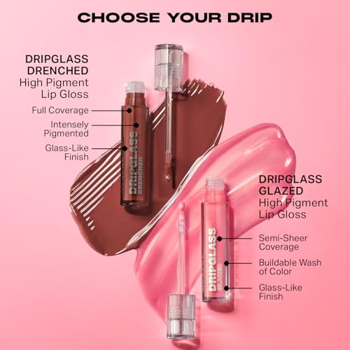 MORPHE Dripglass High Shine Lip Gloss - Semi-Sheer or Full Coverage Lip Color with Glass-Like Shine and Nonsticky Finish - Infused With Squalane & Vitamin E - Pink Mirror (0.13 Fl Oz)