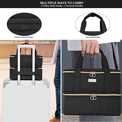 Nail Polish Organizer,Double-Layer Nail Organizers and Storage,Nail Polish Carrying Case for 40 Bottles (15ml-0.5 fl.oz) and Nail Lamp,Portable Nail Polish Holder for Nail Supplies