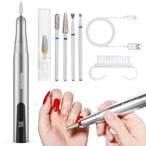 Beetles Electric Cordless Nail Drill, 35 Adjustable Speeds Portable Nail File for Acrylic Gel Nails Professional Efile Nails Drill Kit with Bits Dust Brush Manicure Pedicure Tools for Home Salon Use