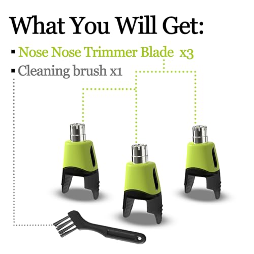 3Pcs Nose Trimmer Replacement Head Attachment for One Shaver Blades QP Series, Professional Stainless Steel Precision Blades, Safe and Efficient Nose & Facial Detail Trimming