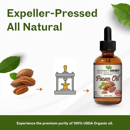 Mayan's Secret Pecan Oil - Face Oil for Women Anti Aging - Best Use for Skin Tightening, Wrinkle Prevention, and Rejuvenating Skin Cells - Protected in Amber Glass Bottle with Dropper - 4 oz