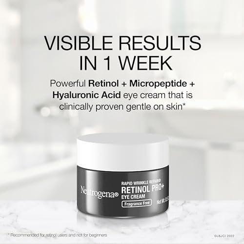 Neutrogena Rapid Wrinkle Repair Retinol Pro+ Anti-Wrinkle Eye Cream,Targeted Eye Cream for Wrinkles & Dark Circles,Formulated without Fragrance,Dyes,Phthalates,and Parabens,0.5 oz,(Pack of 2)