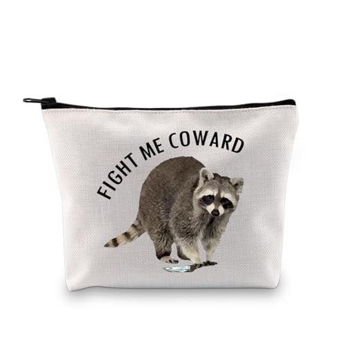 XYANFA Raccoon Cosmetic Bag - Gift For Raccoon Lover - Fight Me Coward Themed Zipper Pouch