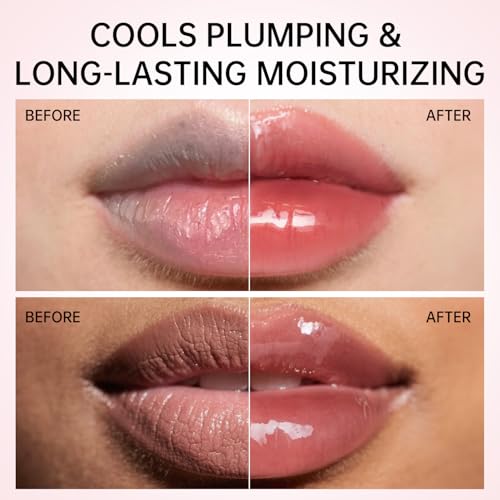 CATKIN Lip Plumper Gloss, Tinted Lip Serum with Hyaluronic Acid & Jojoba Oil, Non-sticky Volumizing Hydrating Formula for a High Shine Maximum 3D Look, Plump & Soft Lips 0.12 Fl Oz-C05 Chocolate Amber