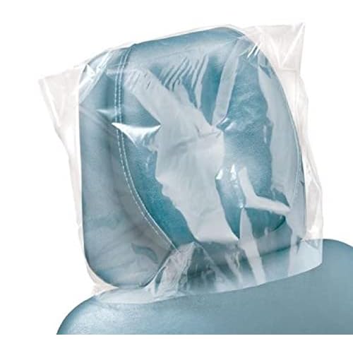 Disposable Dental Headrest Covers 14" x 10" | Pack of 250 | X-Large Clear Plastic Headrest Cover for Tattoo, Piercing and Dental Chairs, Professional Waterproof Clear Sleeves for Headrests