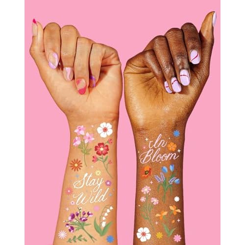 xo, Fetti Wildflower Garden Temporary Tattoos - 104 designs | Pastel Florals, Spring, Garden Party, Bridal Shower, Birthday Favors, Easter, Girly