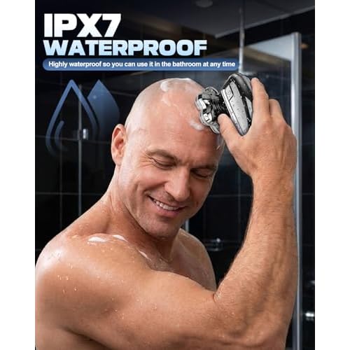 Head Shavers for Bald Men, 7D Floating Blades Electric Razor with Magnetic Detachable Heads, IPX7 Waterproof Rotary Shaver 5-in-1 Self-Grooming Kit Gift for Balder