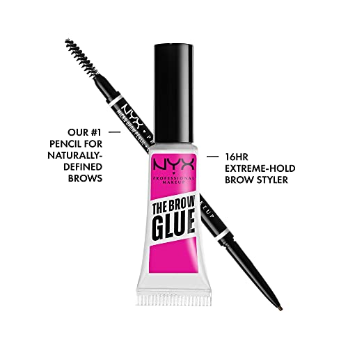 NYX PROFESSIONAL MAKEUP Micro Brow Pencil (Ash Brown) + Brow Glue (Clear), 2-Pack Bundle