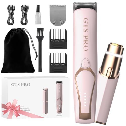Bikini Trimmer for Women Pubic Hair: 2 in 1 Electric Razors for Women - IPX7 Waterproof Lady Shaver for Travel & Home Use (Black-Silver)