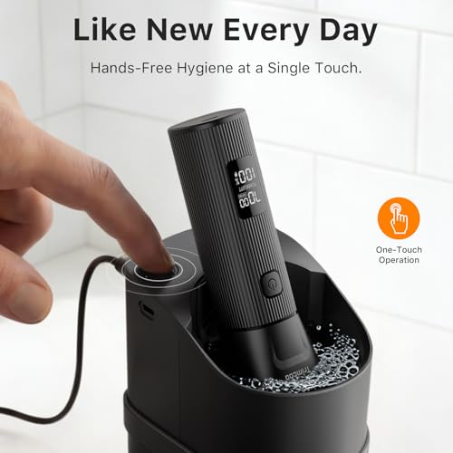 Electric Shaver for Men - Trimcoo 5-Blade Foil Razor Kit | Gentle on Sensitive Skin | Self-Cleaning Center, USB-C Charging, 180min Runtime, IPX7 Wet/Dry Use with Pop-Up Trimmer, Ideal Grooming Gift