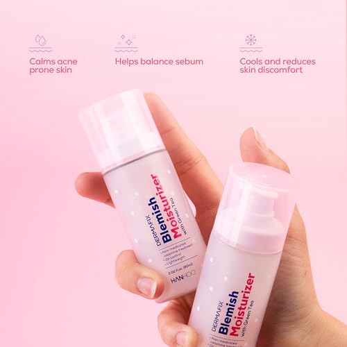 Hanhoo Dermafix Blemish Moisturizer, 2.02 Fl. Oz., with Calamine, Green Tea, and Aloe, Lightweight Daily Facial Moisturizer, for Oily, Acne-Prone Skin, Moisturizer for Acne Regimen, Korean Skincare